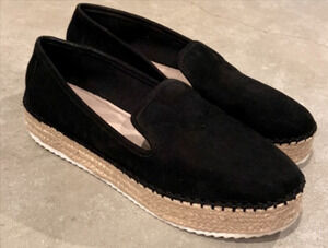 Gianni Bini Women's Black Suede Cork Platform & Rubber Wedge Shoes 8.5M